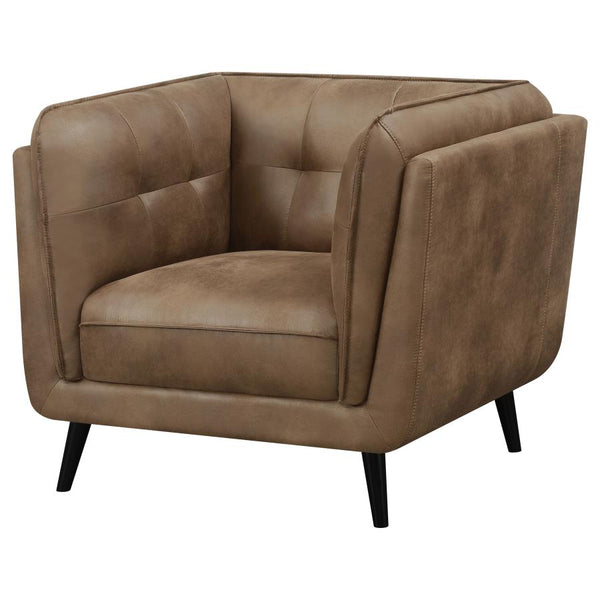 Thatcher Upholstered Tuxedo Arm Tufted Accent Chair