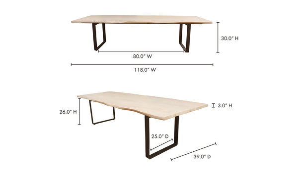 Moe's- Wilks Dining Table White- PP-1014-18-0