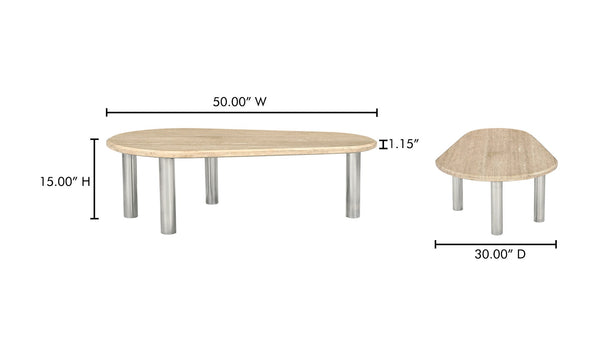 Moe's- Fia Coffee Table Beige Travertine