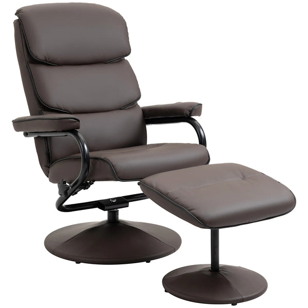 Baltimo High Back Swivel Recliner Armchair w/ Padded Ottoman