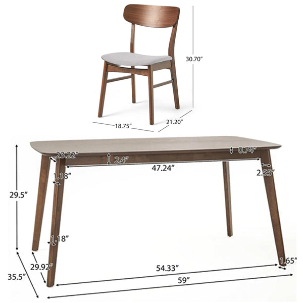 Modern Dining Delight: Solid Wood Dining Table Set for 4