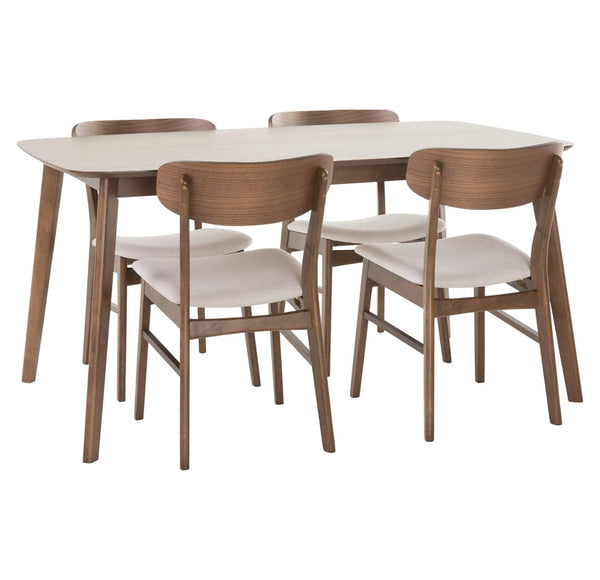 Modern Dining Delight: Solid Wood Dining Table Set for 4