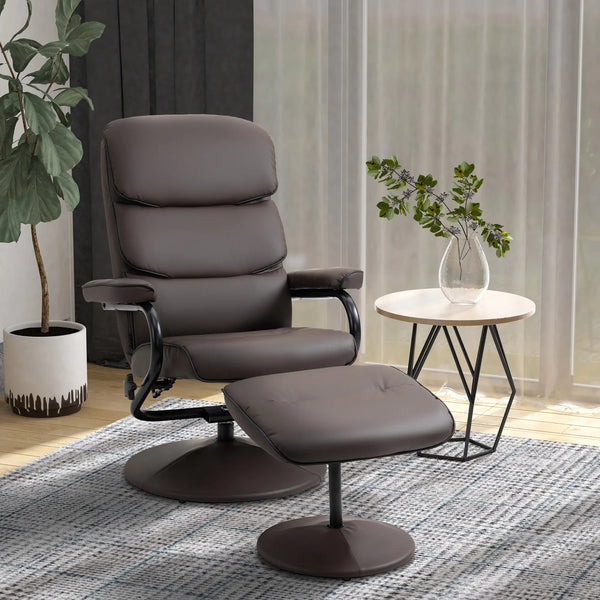 Baltimo High Back Swivel Recliner Armchair w/ Padded Ottoman