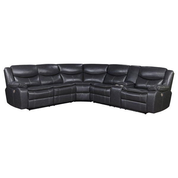 Coaster - Sycamore Upholstered Power Reclining Sectional Sofa Dark Grey