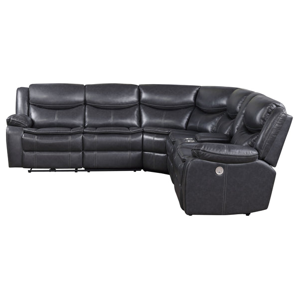 Coaster - Sycamore Upholstered Power Reclining Sectional Sofa Dark Grey