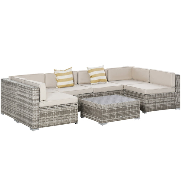 7-Piece All-Weather PE Rattan Sectional Sofa Set for Outdoor Living