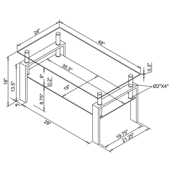 Coaster Rectangular Glass Top Coffee Table