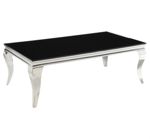 Carone Rectangular Glass Top Coffee Table Black and Chrome