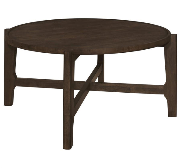 Coaster Round Solid Wood Coffee Table Dark Brown