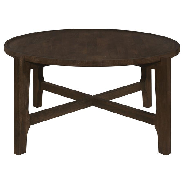 Coaster Round Solid Wood Coffee Table Dark Brown