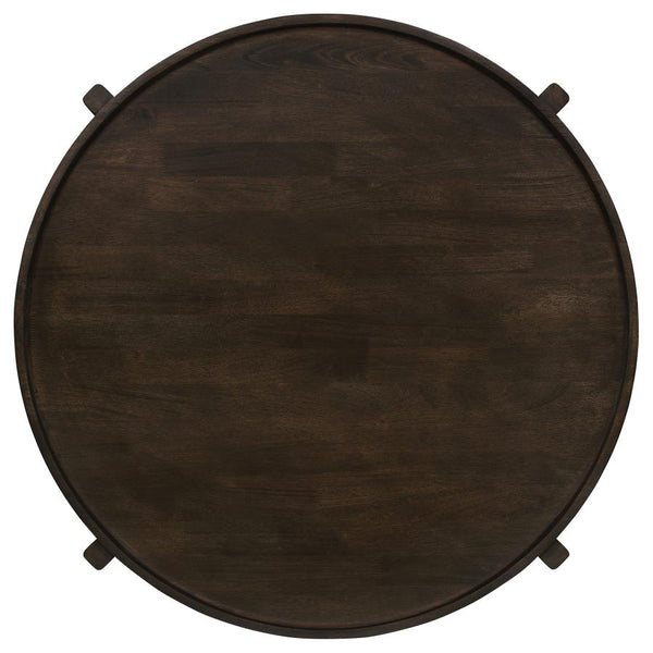 Coaster Round Solid Wood Coffee Table Dark Brown