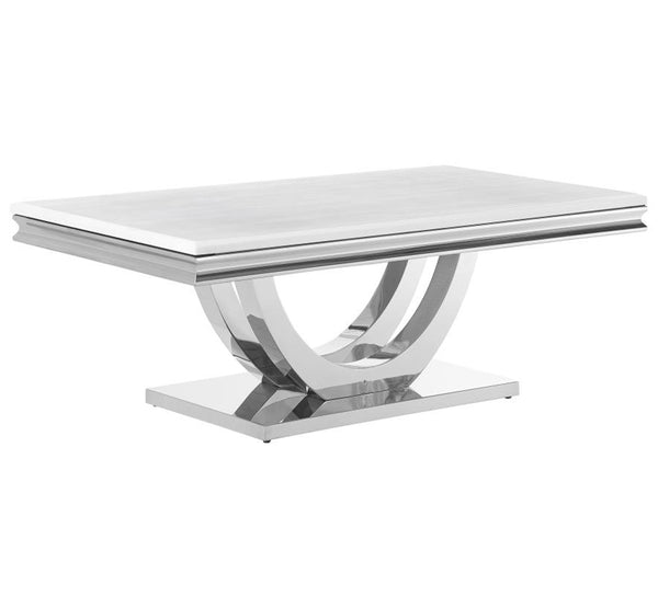 Coaster Rectangular Coffee Table White and Chrome