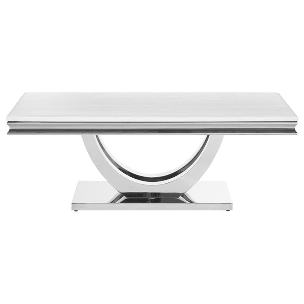 Coaster Rectangular Coffee Table White and Chrome