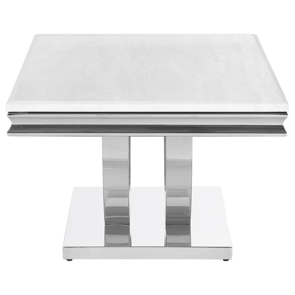 Coaster Rectangular Coffee Table White and Chrome