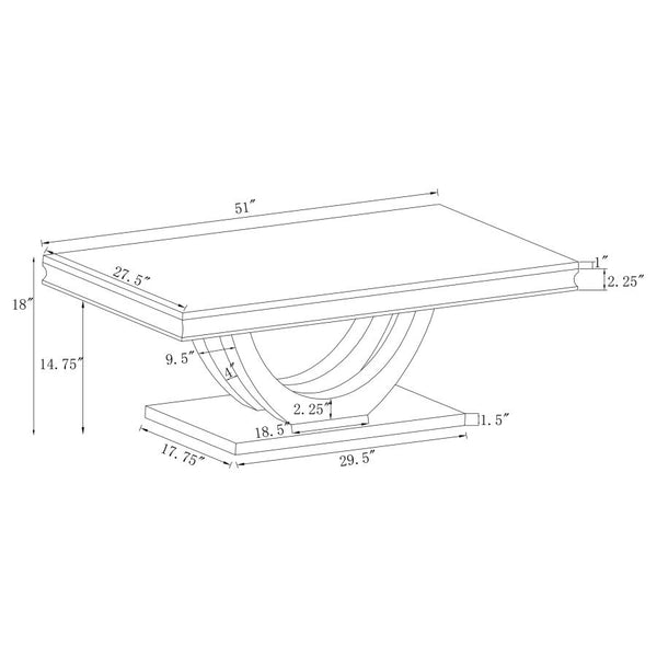 Coaster Rectangular Coffee Table White and Chrome