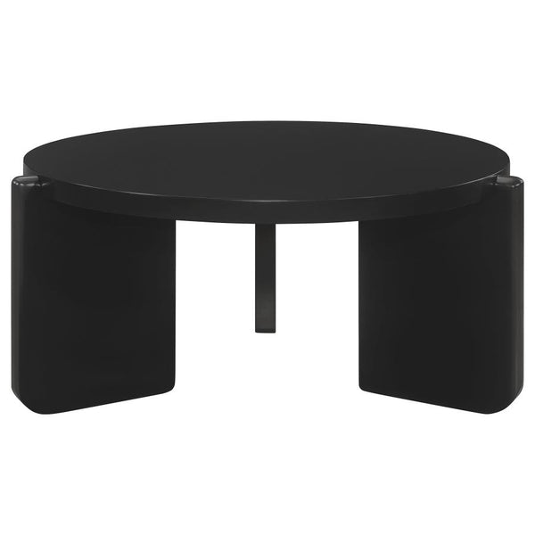 Coaster Round Solid Wood Coffee Table in Black