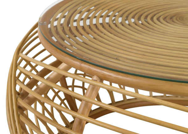 Coaster Glass Top Woven Rattan Coffee Table