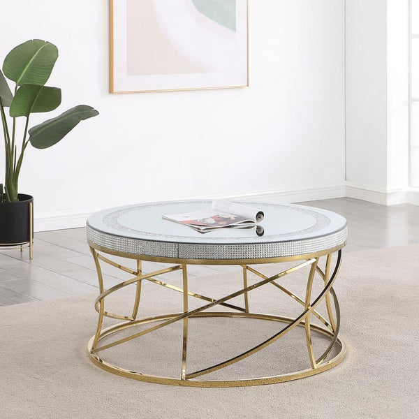 Coaster Mirror Top Stainless Steel Coffee Table