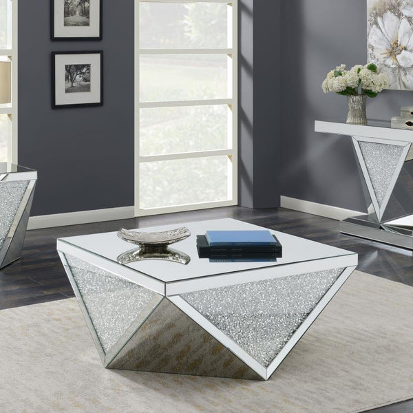 Amore Square Mirrored Acrylic Crystal Coffee Table