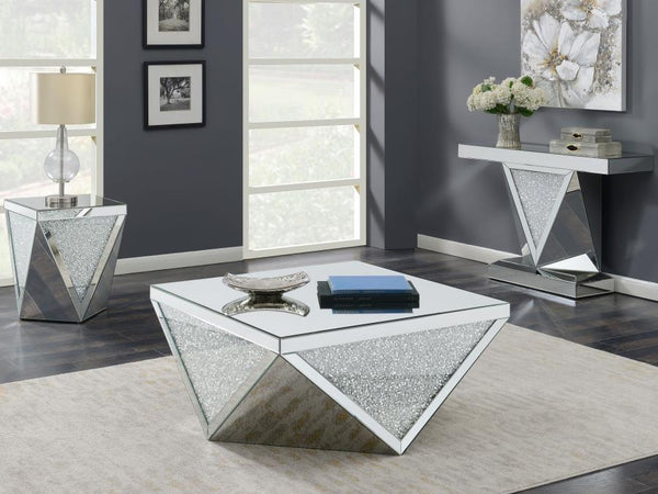 Amore Square Mirrored Acrylic Crystal Coffee Table