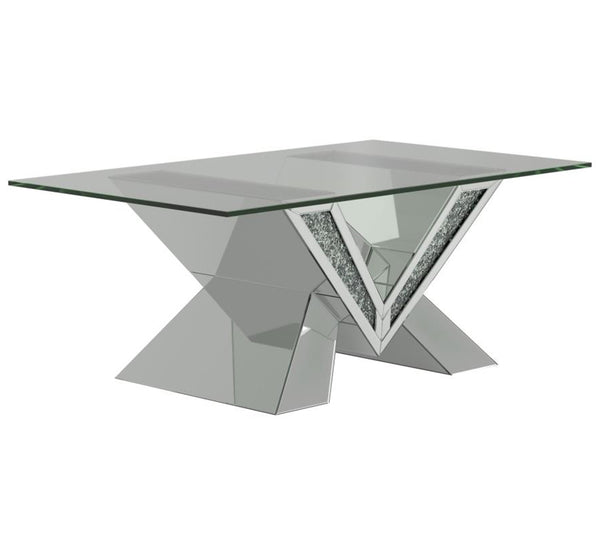 Taffeta Glass Top Mirrored Acrylic Coffee Table