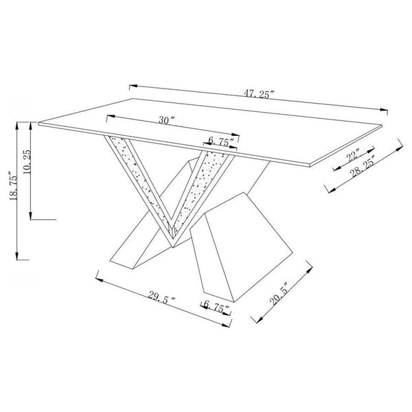 Taffeta Glass Top Mirrored Acrylic Coffee Table