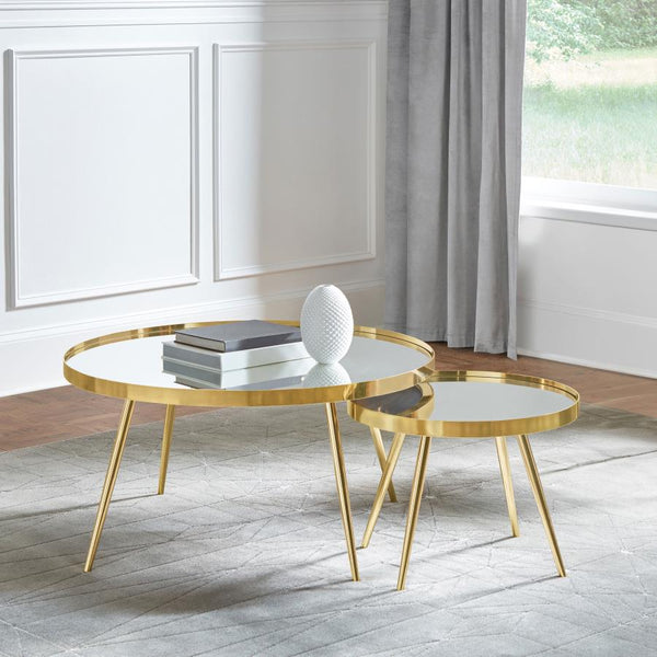 Coaster 2-piece Mirror Top Nesting Coffee Table Gold