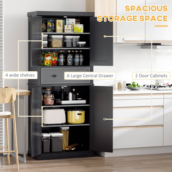Maximize Kitchen Storage: 72" Pantry Storage Cabinet with Doors and Shelves