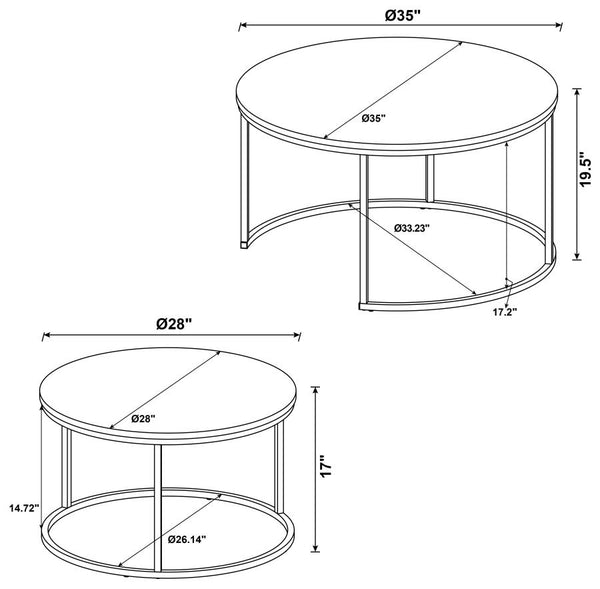 Coaster 2-piece Faux Marble Nesting Coffee Table