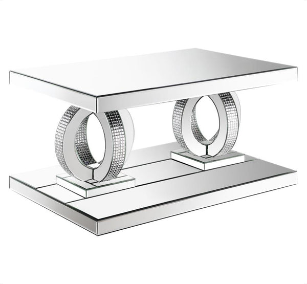 Modern Rectangular Mirrored Acrylic Coffee Table Silver