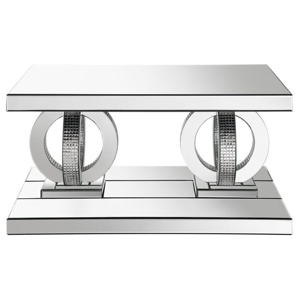 Modern Rectangular Mirrored Acrylic Coffee Table Silver