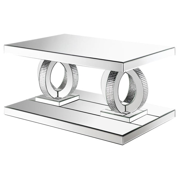 Modern Rectangular Mirrored Acrylic Coffee Table Silver