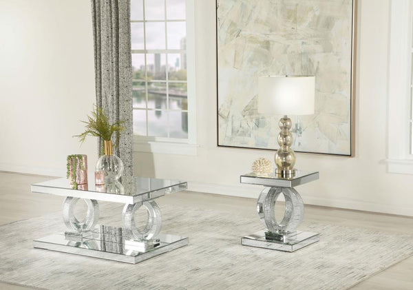 Modern Rectangular Mirrored Acrylic Coffee Table Silver