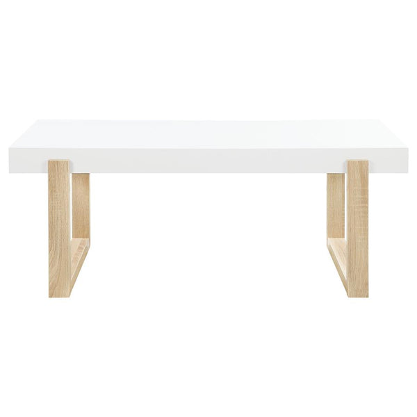 Modern  Coffee Table White High Gloss and Natural