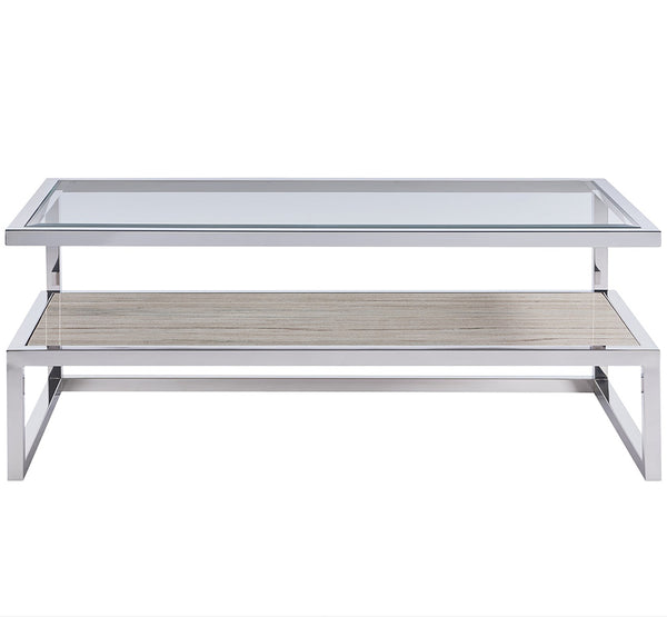 Universal Glass Coffee Table with Stone Shelf