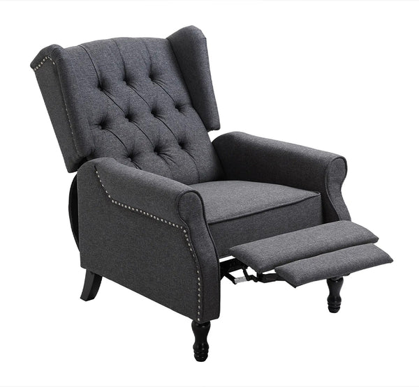 Tufted Push Back Accent Chair With Wingback Recliner