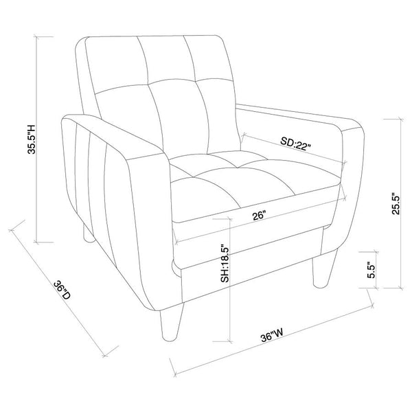 Coaster Upholstered Track Arm Tufted Accent Chair