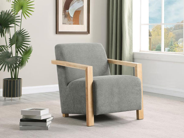 Coaster- Upholstered Accent Arm Chair with Wood Arms