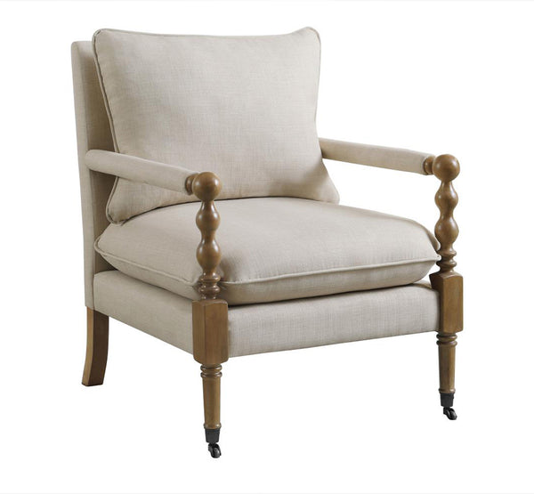 Dempsy Upholstered Accent Chair with Casters Beige