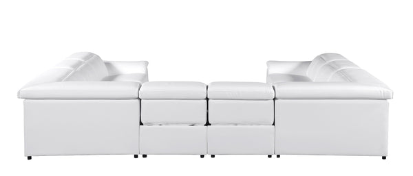 Global United -9762 White 8-Piece No Console 4-Power Reclining Italian Leather Sectional