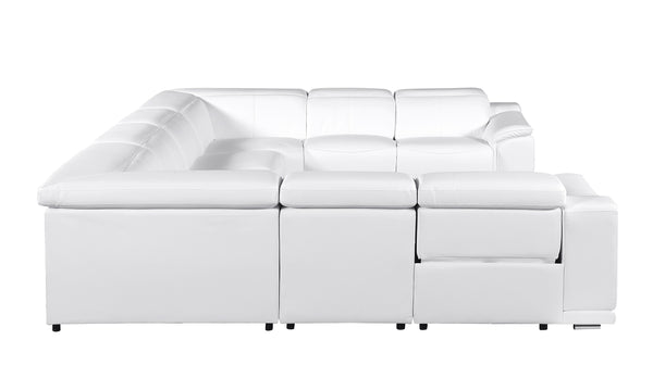 Global United -9762 White 8-Piece No Console 4-Power Reclining Italian Leather Sectional