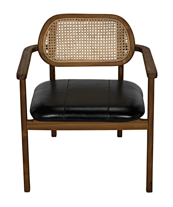 Noir - Tolka Chair, Teak with Leather Seat