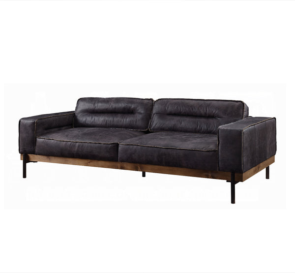 Top Grain Leather Sofa with Track Arm