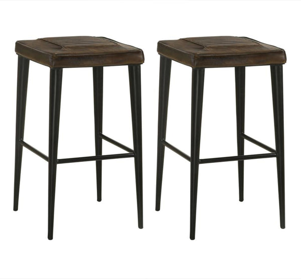 Alvaro Leather Upholstered Bar Stool Brown Set of 2