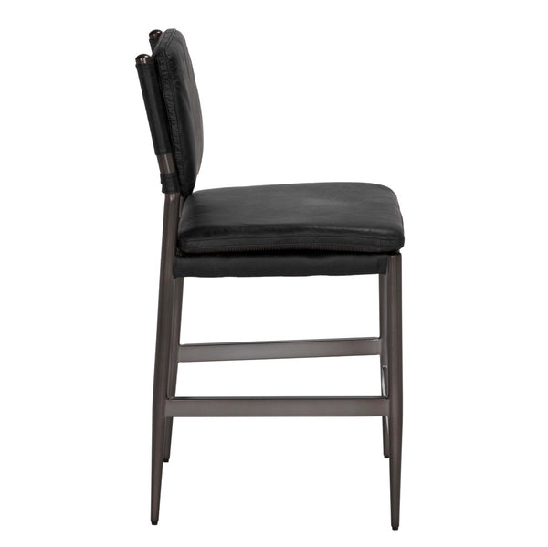 Noir -Astor Leather Counter Chair