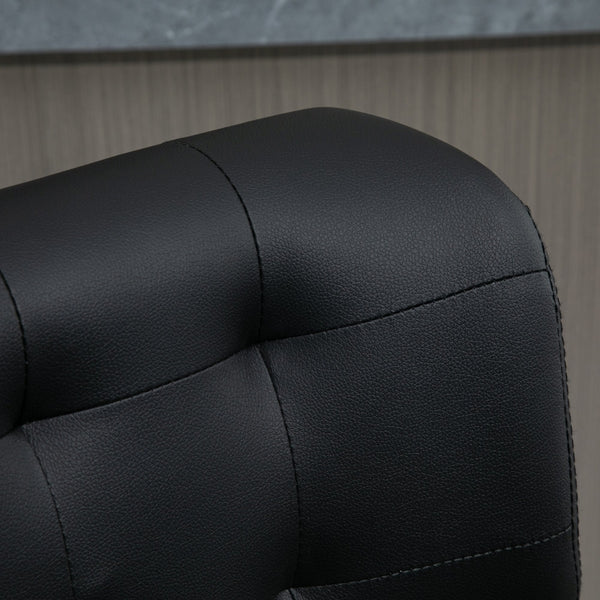 Black Bar Stools Set of 4: Adjustable Seats, Padded Cushion, Metal Footrest