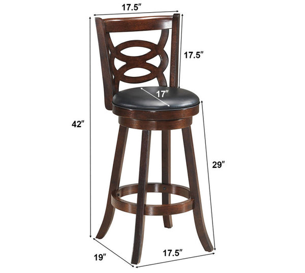 29" Bar Height Upholstered Swivel Bar Stool with Cushion Seat