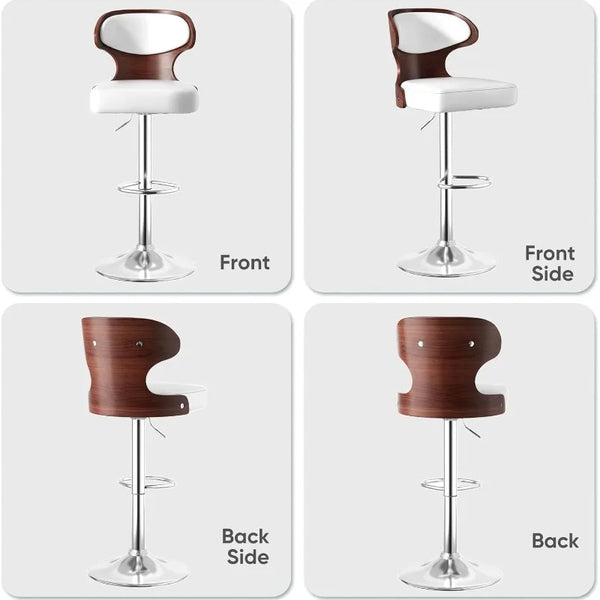 Adjustable Bentwood Swivel Barstools with Back & Footrest