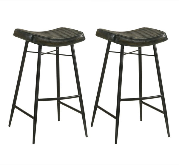 Bayu Premium Leather Upholstered Bar Stool Espresso Set of 2