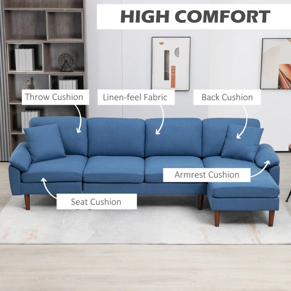 L Shape Sofa Modern Sectional Couch with Reversible Chaise Lounge